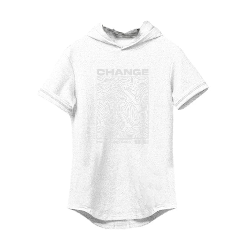Gym Bodybuilding Fashion Hooded T-Shirt Mens Sport Short Sleeve Fitness Muscle Shirt Slim Fit Cotton Breathable Workout Hoodie