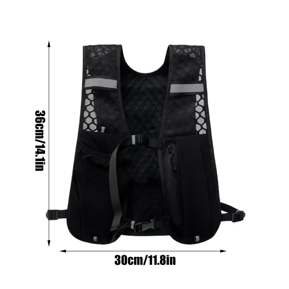 Running Vest with Multiple Pocket Lightweight Reflective Hydration Backpack Breathable Material Vest for Climbing Hiking Camping
