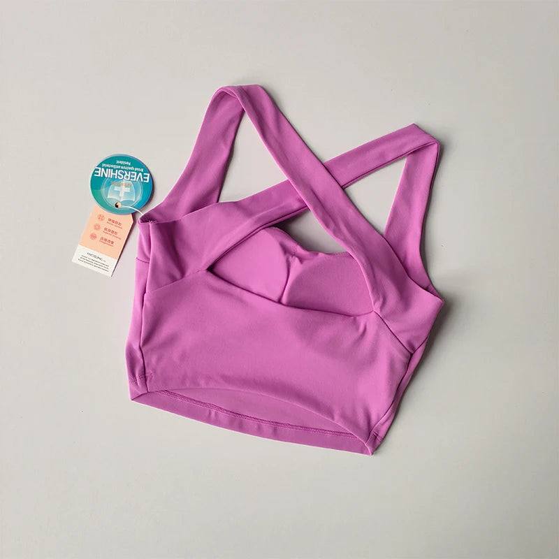 Naked Seamless Cross Back Sports Bra for Women with Wide Shoulder Straps Fitness Bra Running Shock-absorbing Yoga Vest Top