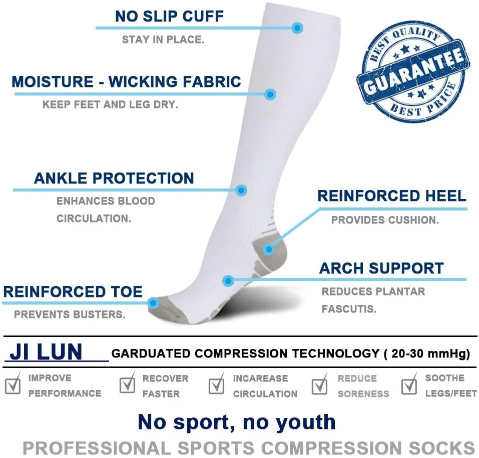 Running Compression Socks Stockings 20-30 mmhg Men Women Sports Socks for Nursing Rugby Marathon Cycling Football Varicose Veins