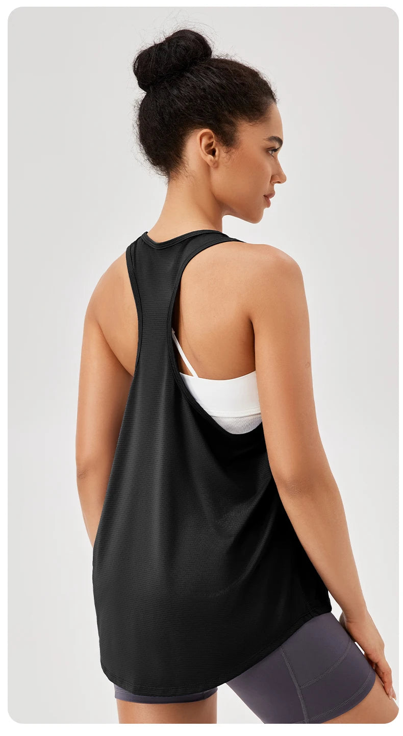 Women Gym Yoga Vest Athletic Fitness Sports Tank Tops Quick Dry Running Blouse Workout Tops Sleeveless Back Yoga Shirts Gym Top