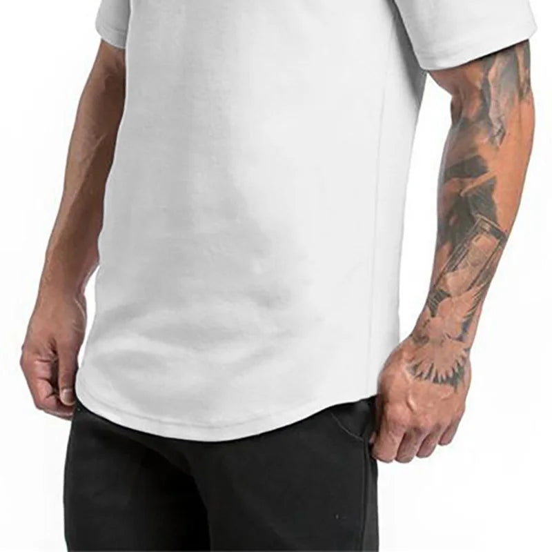 Gym Bodybuilding Fashion Hooded T-Shirt Mens Sport Short Sleeve Fitness Muscle Shirt Slim Fit Cotton Breathable Workout Hoodie