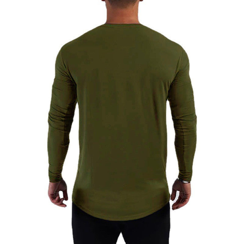Running T-shirt Men Long Sleeve Shirt Autumn Outdoor Sports Tops Cotton Pullovers Slim Fit Gym Bodybuilding Fitness Tee Shirt