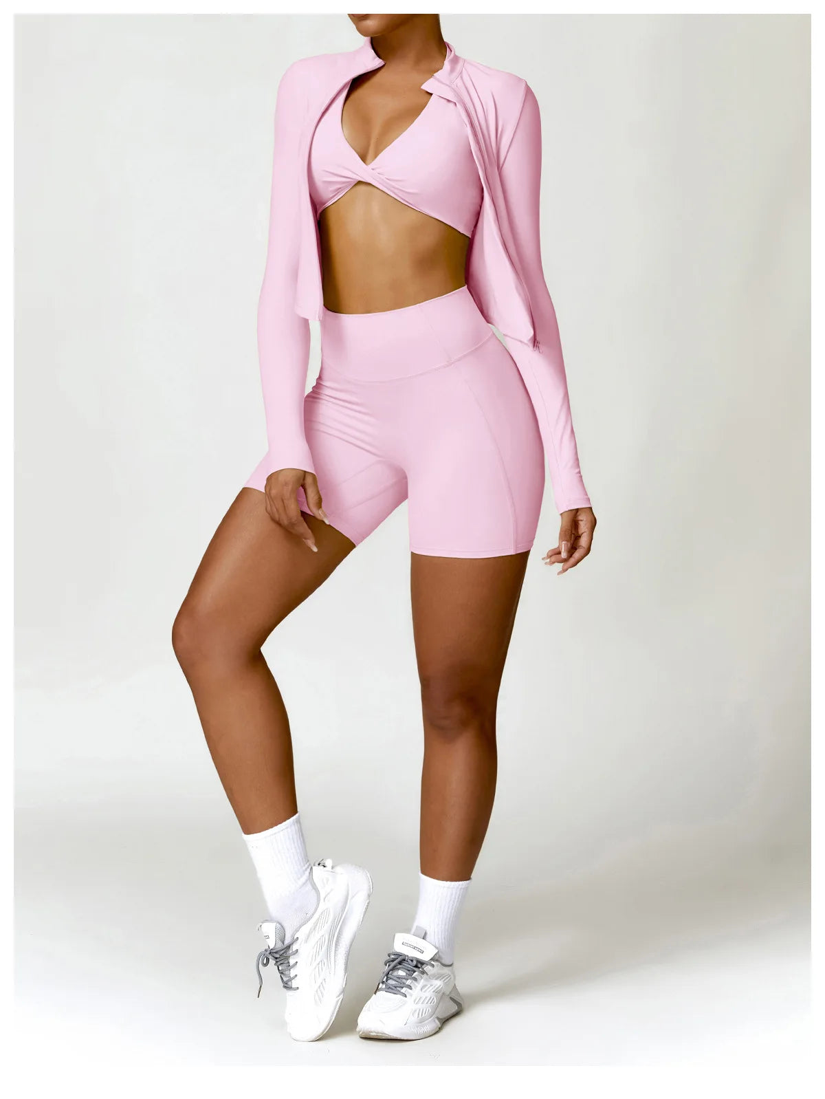 Women's Gym Exercise Shirt Yoga Long Sleeve Sportswear Top Zipper Jacket Gym Push Up Workout Tops Running Cycling Sportswear