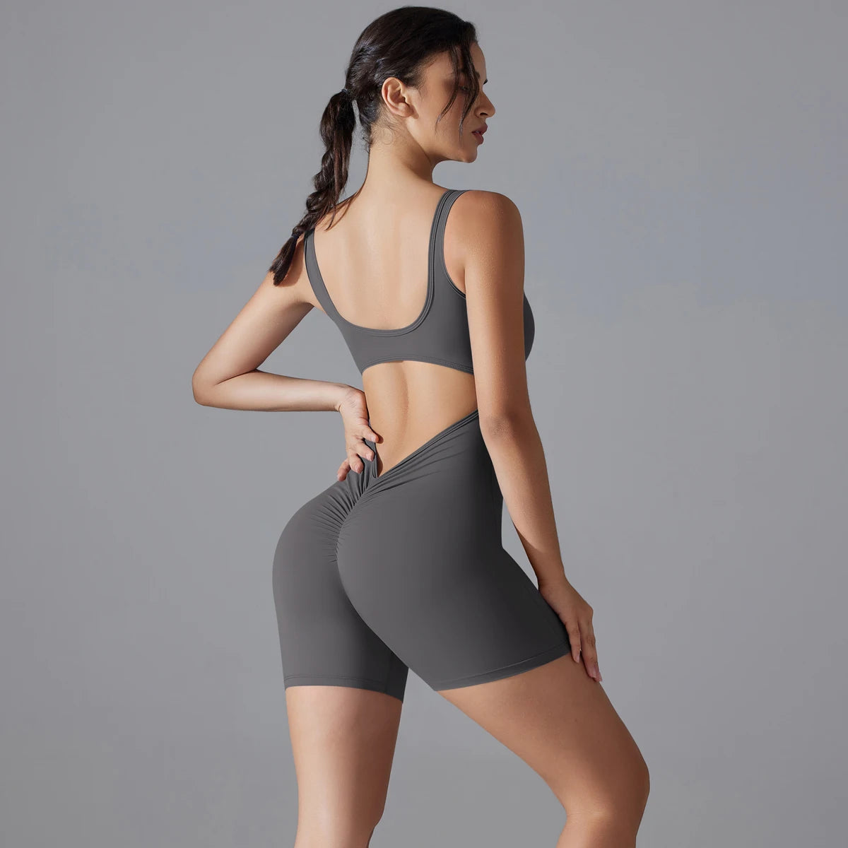 New V Back Scrunch Sports Jumpsuit Women Gym Rompers Sleeveless Sportswear Bodysuits Women Casual One-Piece Suit Yoga Clothing