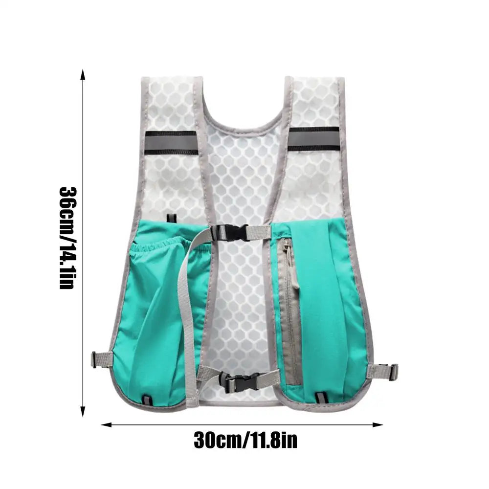 Running Vest with Multiple Pocket Lightweight Reflective Hydration Backpack Breathable Material Vest for Climbing Hiking Camping