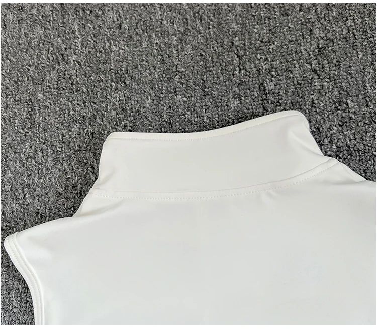 Women's Slim Fit Sport Sleeveless Top Quick Dry Elastic Stand Collar Yoga Fitness Clothing Summer Zipper