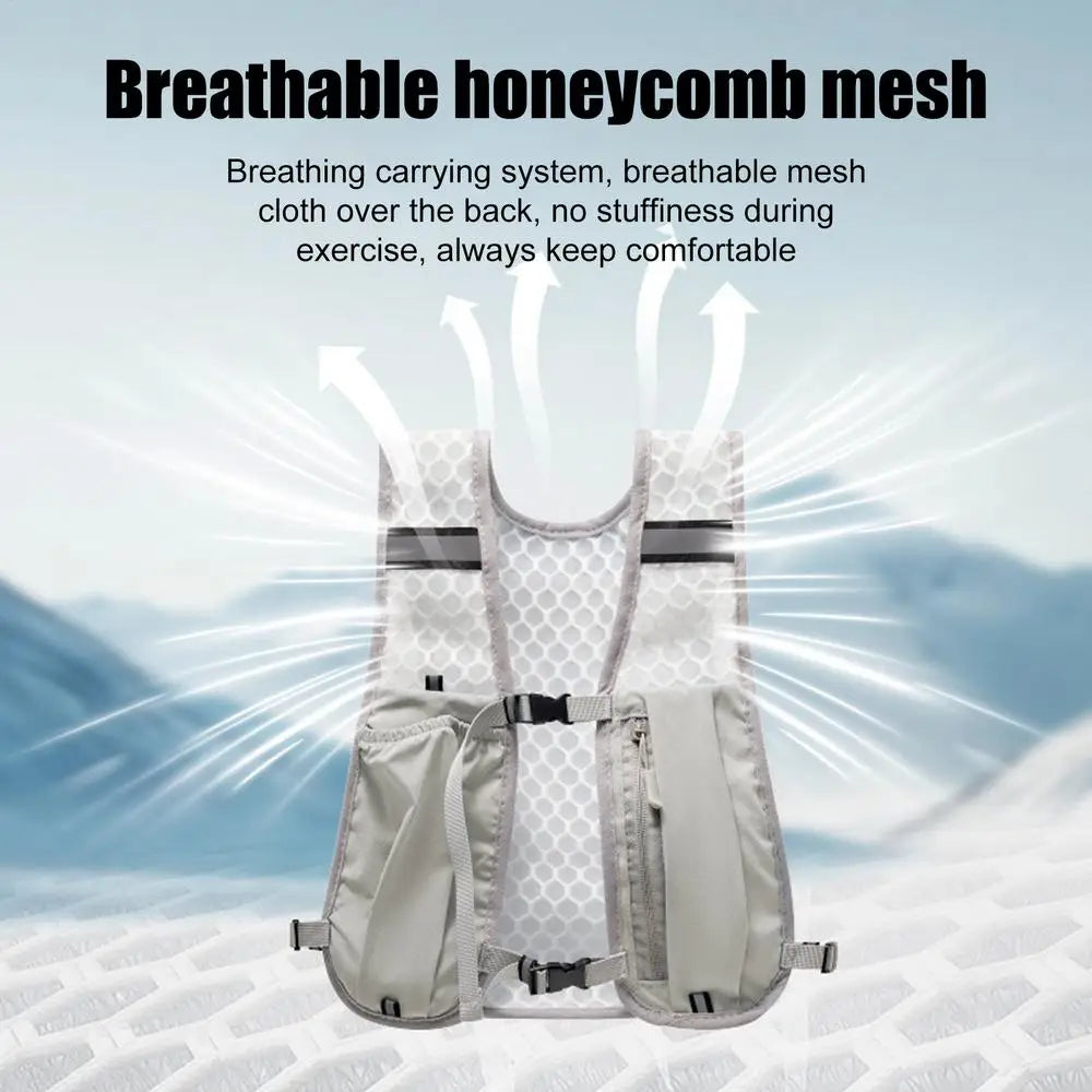 Running Vest with Multiple Pocket Lightweight Reflective Hydration Backpack Breathable Material Vest for Climbing Hiking Camping
