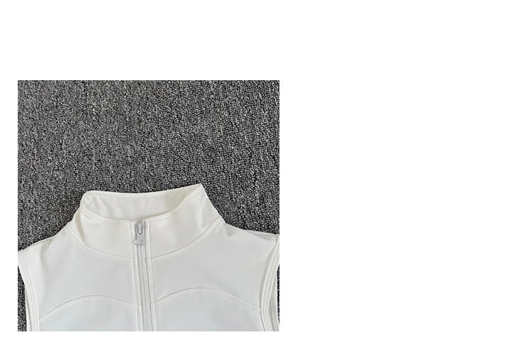 Women's Slim Fit Sport Sleeveless Top Quick Dry Elastic Stand Collar Yoga Fitness Clothing Summer Zipper