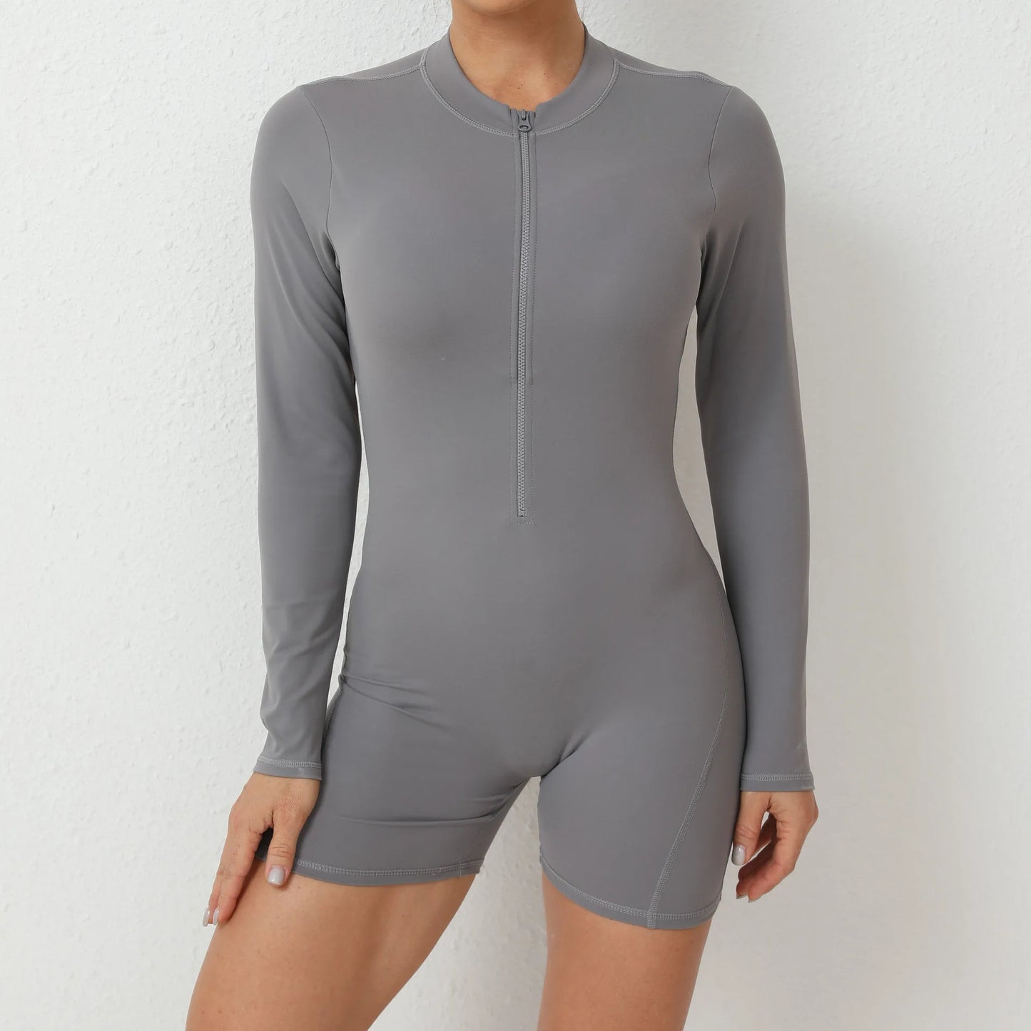 V Back Scrunch One-Piece Suit Push Up Sports Jumpsuit Woman Fitness Zipper Overalls Workout Rompers Women Gym Bodysuits Female