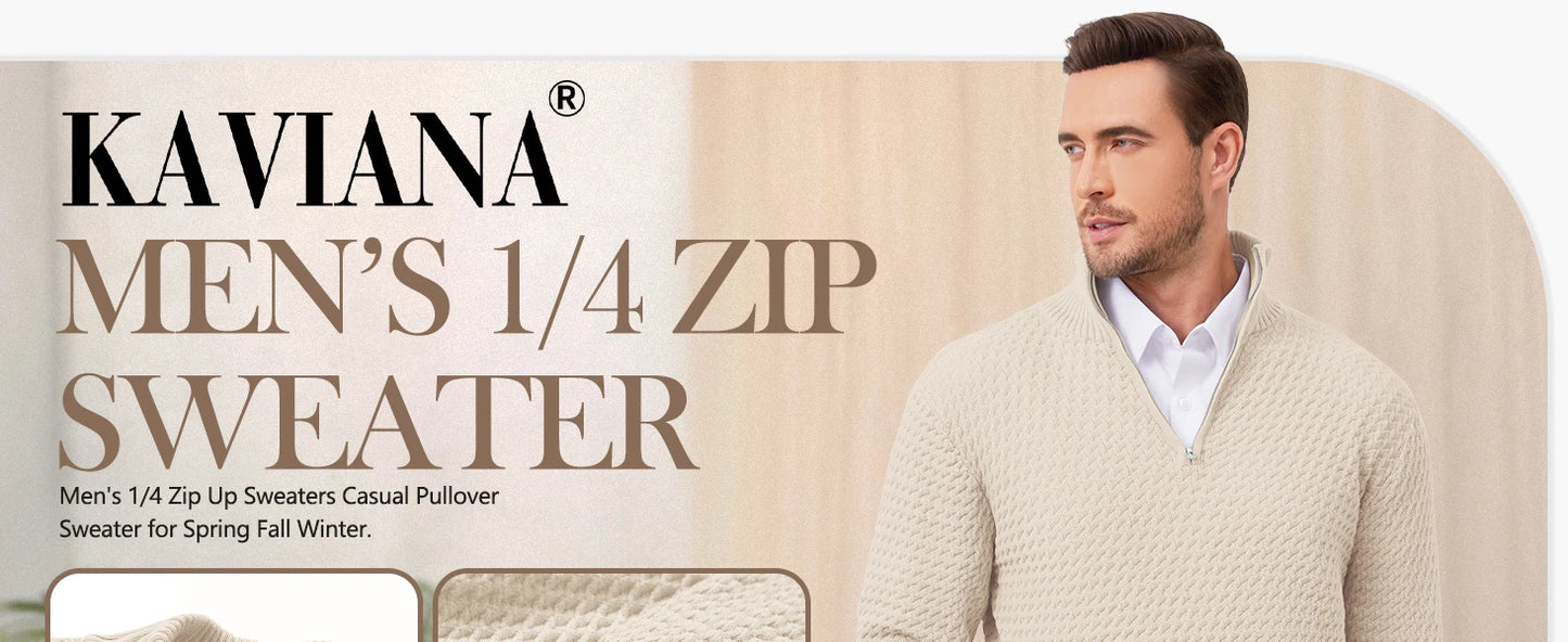 Men's Sweater Winter Casual Knitted Zip Sweater Mock Neck Pullover Ribbed Knit Casual Pure Color Soft Sweaters US Size