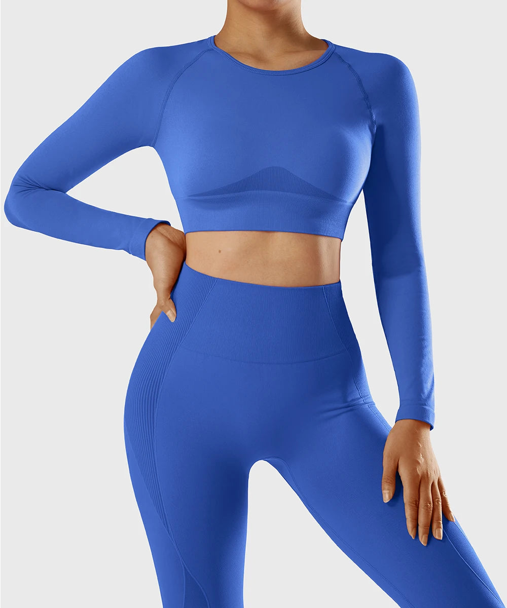 Yoga Top Women's  Long Sleeved Sports Shirts Running Training Fitness Top Windproof Running Suit Mujer Workout Gym Top Gym Shirt