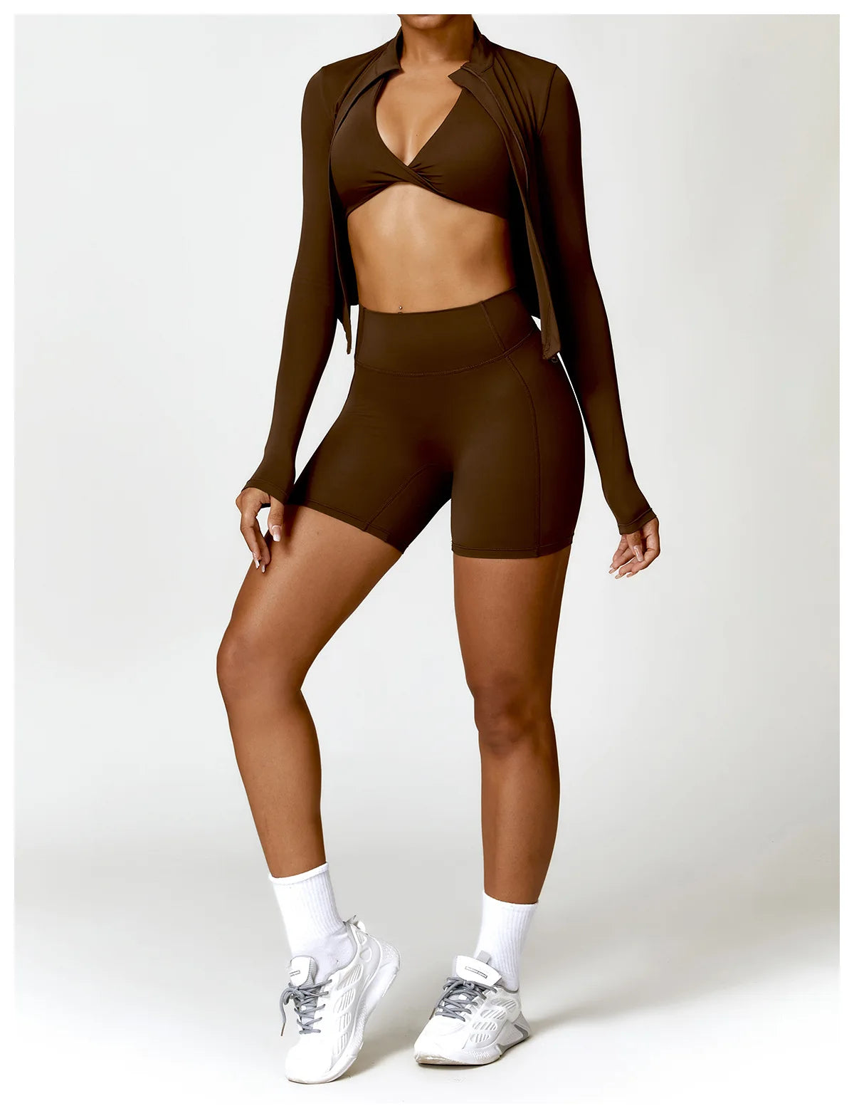 Women's Gym Exercise Shirt Yoga Long Sleeve Sportswear Top Zipper Jacket Gym Push Up Workout Tops Running Cycling Sportswear