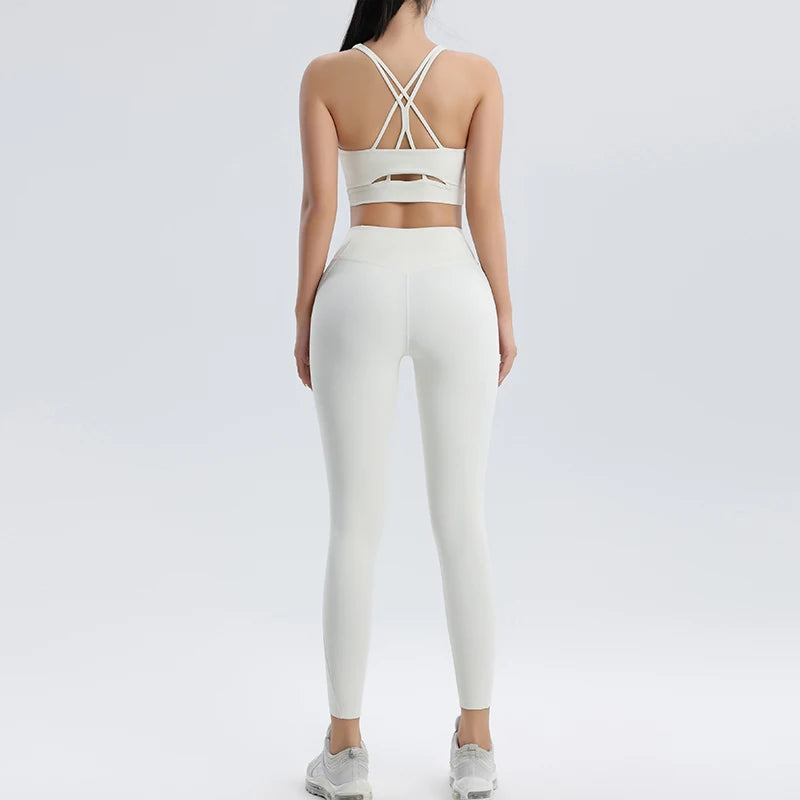 Women's Gym Two Piece Set Yoga Bra Underwear Tight Training Pants Bottom Pants Fitness Clothing Fitness Pants Set Exercise Set