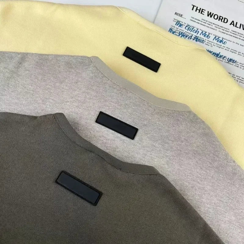 24ss Luxury Design Men's Round Neck Sweaters Couple High Street Solid Color Thickened Warm High Street Round Neck Pullover