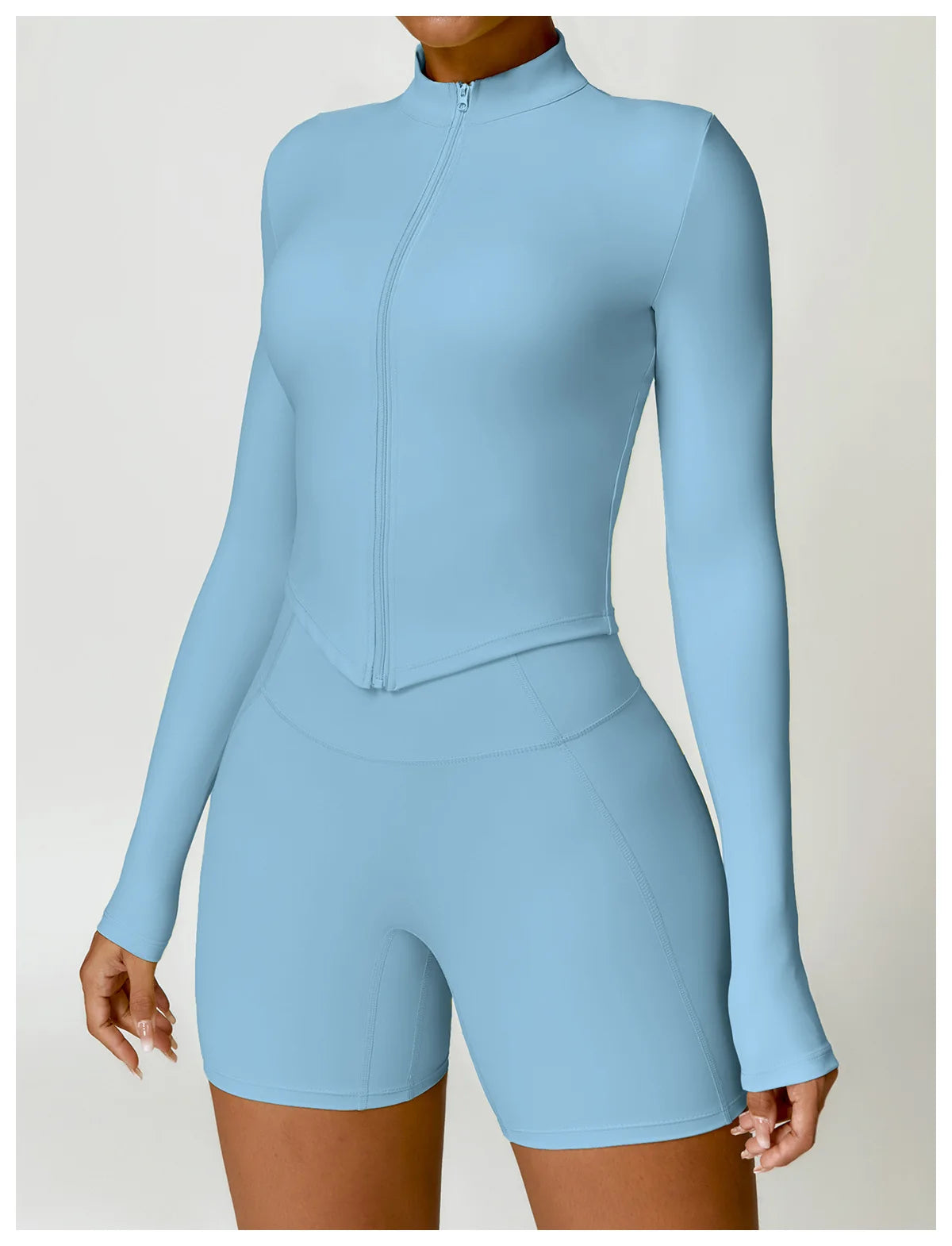 Women's Gym Exercise Shirt Yoga Long Sleeve Sportswear Top Zipper Jacket Gym Push Up Workout Tops Running Cycling Sportswear