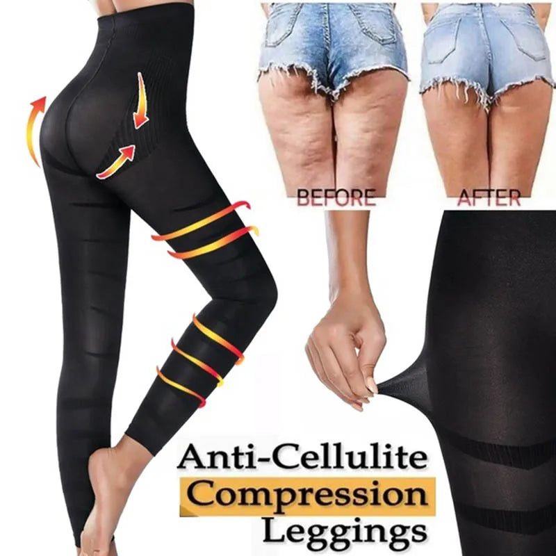 High Waist Leggings Women Sculpting Firm Control Leg Tummy Flat Skinny Slimming Tights Thigh Slimmer Footless Pants Stretchy