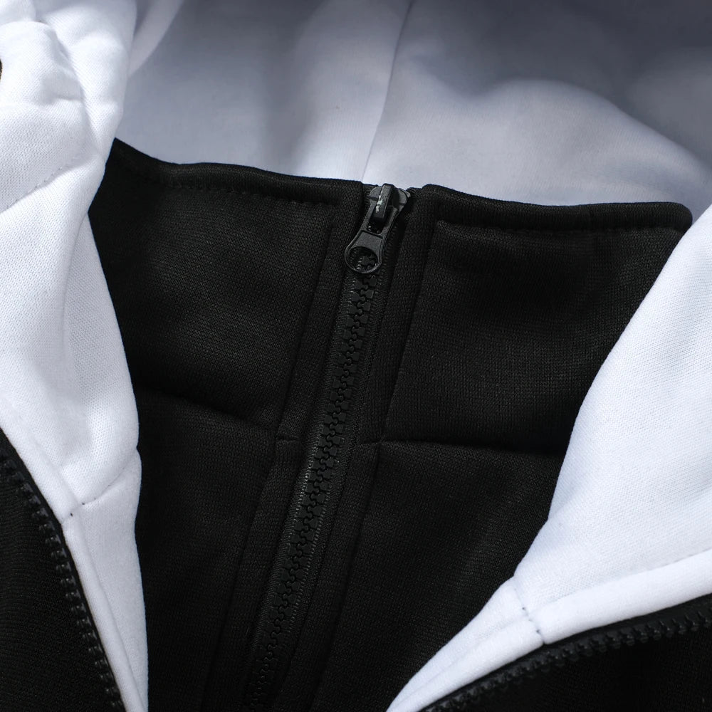 Men's Winter Warm Coat Running GYM Casual Zip Up Hooded Sweatshirt Fleece Workout Skiing Sportwear Hoodie Jacket Athletic