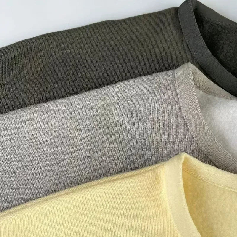 24ss Luxury Design Men's Round Neck Sweaters Couple High Street Solid Color Thickened Warm High Street Round Neck Pullover