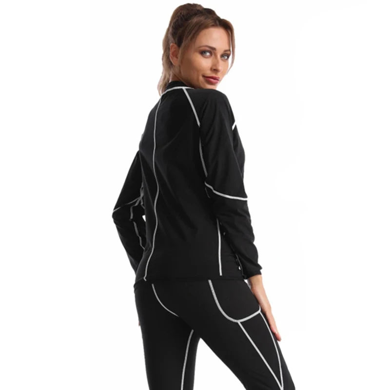 Sauna Suits for Women Gym Clothing Sets Running Fitness Exercise Sportswear Pants Weight Loss Sweating Sports Suit Workout Tops