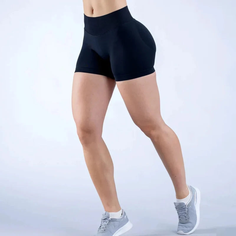 Impact Gym Shorts Women Fitness Sports Biker Shorts 4.5" Low Ribbed Band Yoga Shorts Workout Scrunch Butt Seamless Leggings