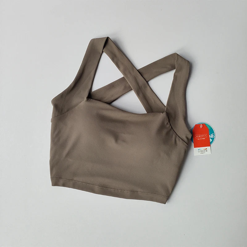 Naked Seamless Cross Back Sports Bra for Women with Wide Shoulder Straps Fitness Bra Running Shock-absorbing Yoga Vest Top