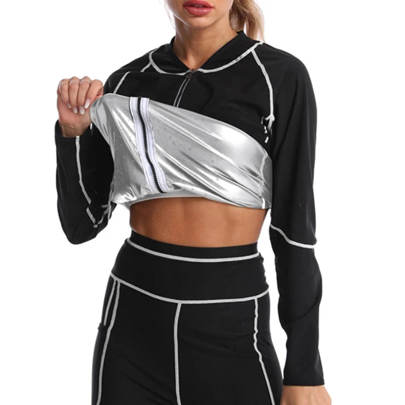 Sauna Suits for Women Gym Clothing Sets Running Fitness Exercise Sportswear Pants Weight Loss Sweating Sports Suit Workout Tops