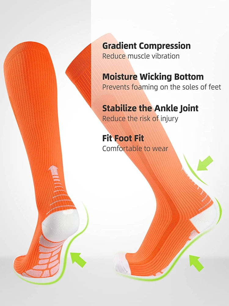 Running Compression Socks Stockings 20-30 mmhg Men Women Sports Socks for Nursing Rugby Marathon Cycling Football Varicose Veins