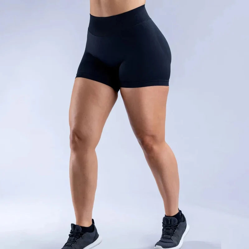 Impact Gym Shorts Women Fitness Sports Biker Shorts 4.5" Low Ribbed Band Yoga Shorts Workout Scrunch Butt Seamless Leggings