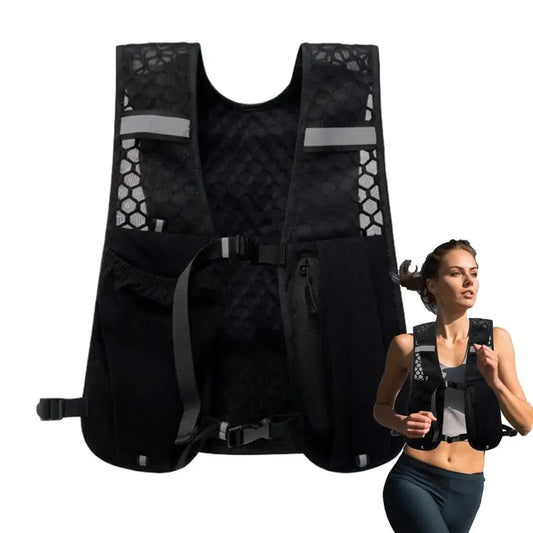 Running Vest with Multiple Pocket Lightweight Reflective Hydration Backpack Breathable Material Vest for Climbing Hiking Camping