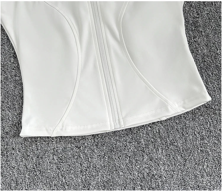 Women's Slim Fit Sport Sleeveless Top Quick Dry Elastic Stand Collar Yoga Fitness Clothing Summer Zipper