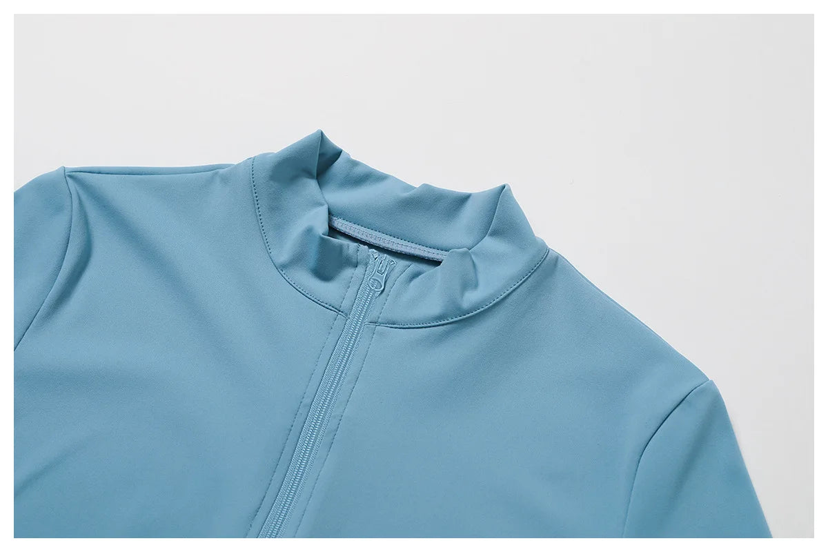 Women's Gym Exercise Shirt Yoga Long Sleeve Sportswear Top Zipper Jacket Gym Push Up Workout Tops Running Cycling Sportswear