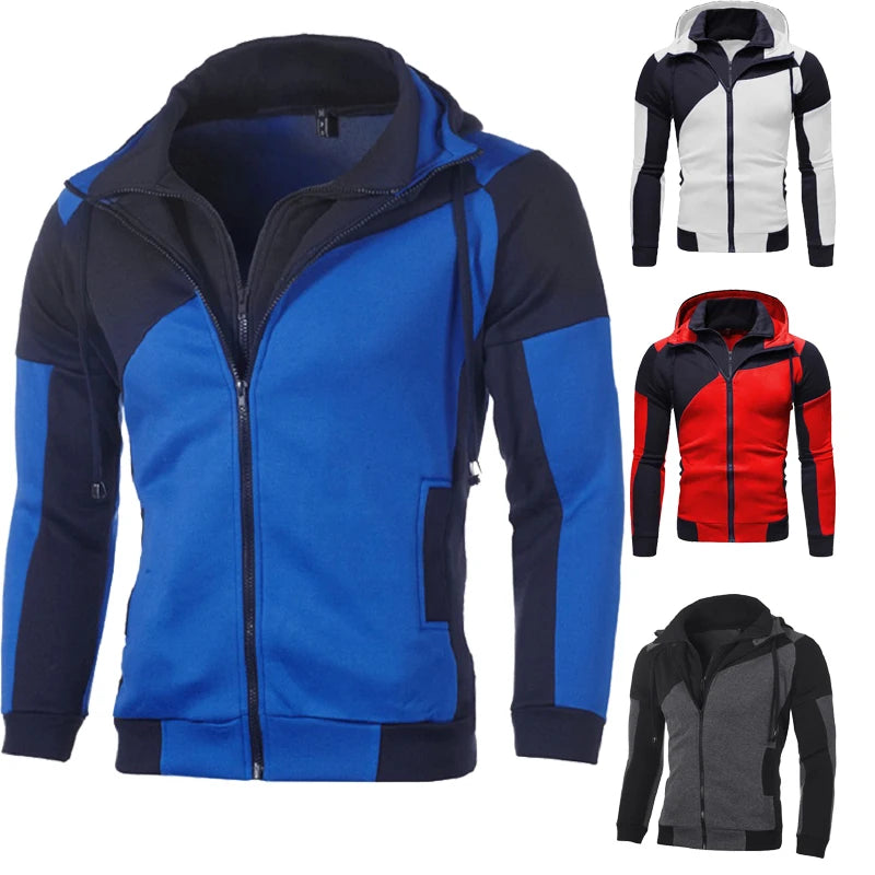 Men's Winter Warm Coat Running GYM Casual Zip Up Hooded Sweatshirt Fleece Workout Skiing Sportwear Hoodie Jacket Athletic