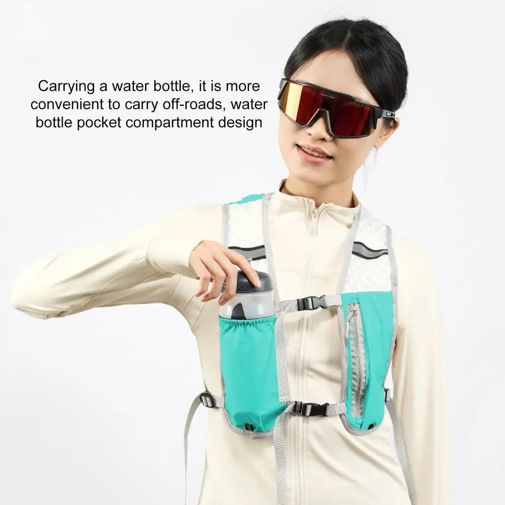 Running Vest with Multiple Pocket Lightweight Reflective Hydration Backpack Breathable Material Vest for Climbing Hiking Camping