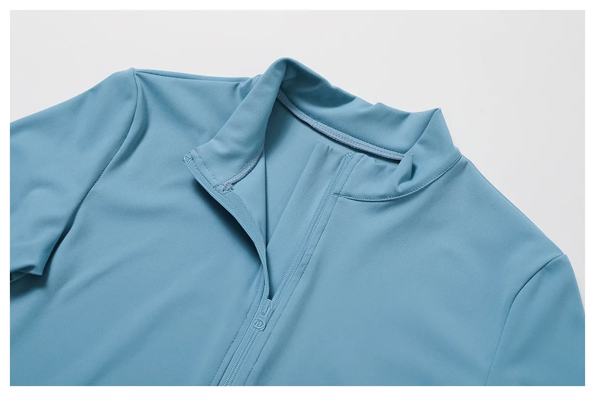 Women's Gym Exercise Shirt Yoga Long Sleeve Sportswear Top Zipper Jacket Gym Push Up Workout Tops Running Cycling Sportswear
