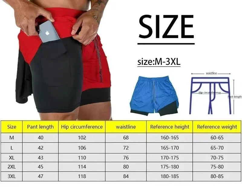 Camo Running Shorts Men Gym Sports Shorts 2 In 1 Quick Dry Workout Training Gym Fitness Jogging Short Pants Summer Men Shorts