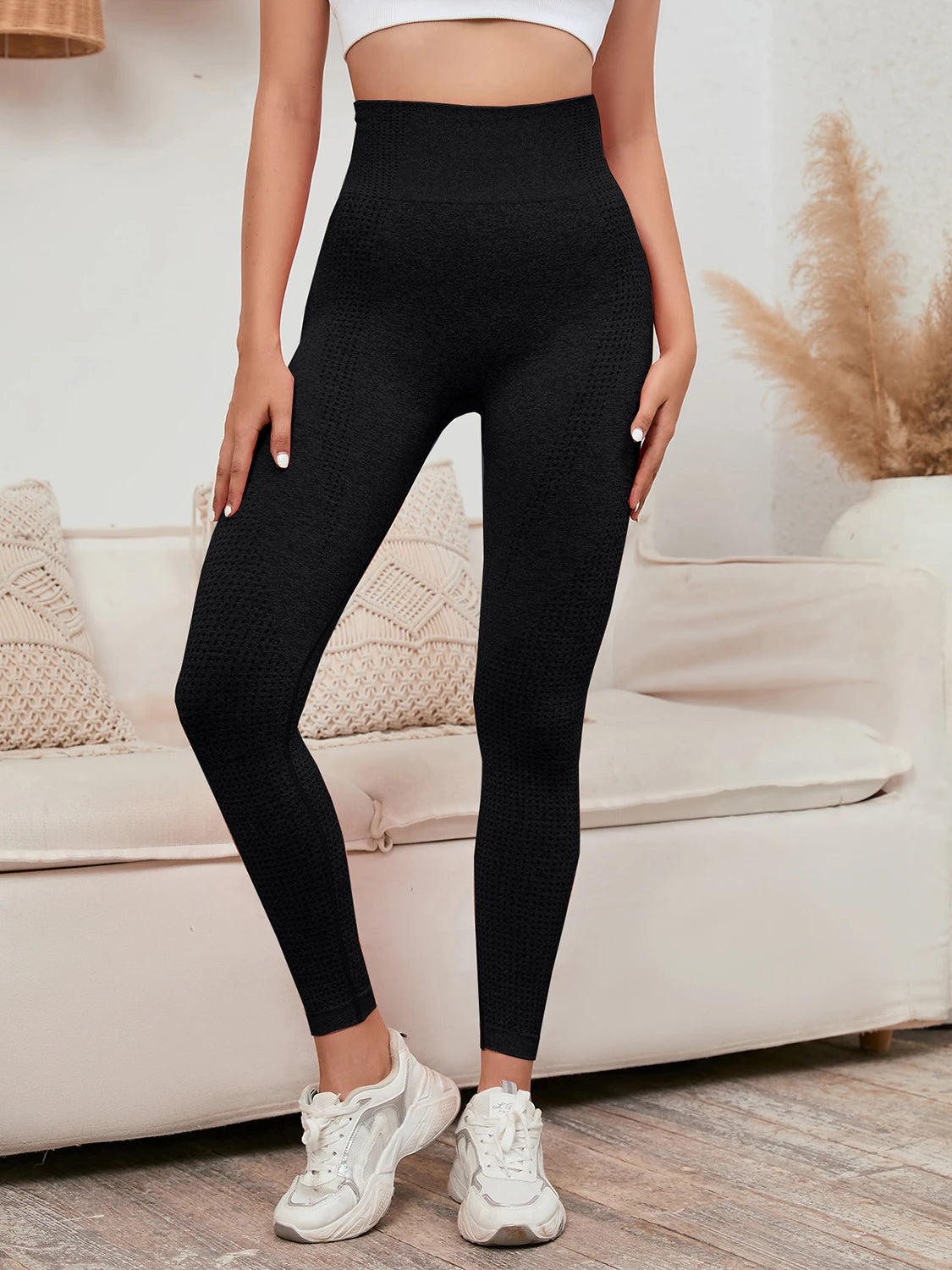 High Waist Leggings Women Smile Leggins Push Up Indoor Sport Fitness Running Pants Elastic Trousers Gym Slim Pants NEW