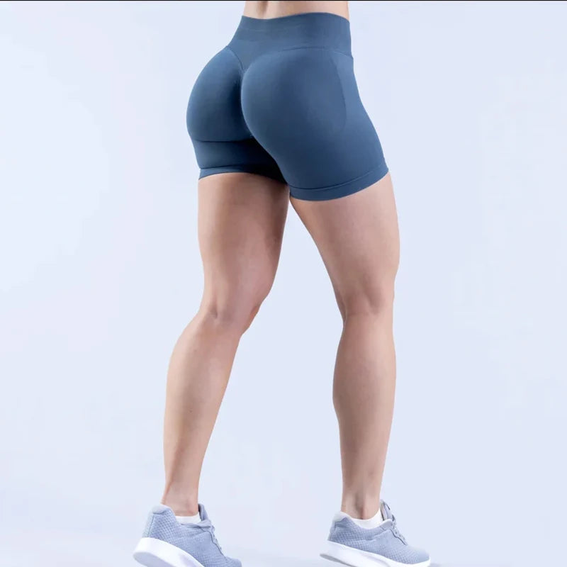 Impact Gym Shorts Women Fitness Sports Biker Shorts 4.5" Low Ribbed Band Yoga Shorts Workout Scrunch Butt Seamless Leggings