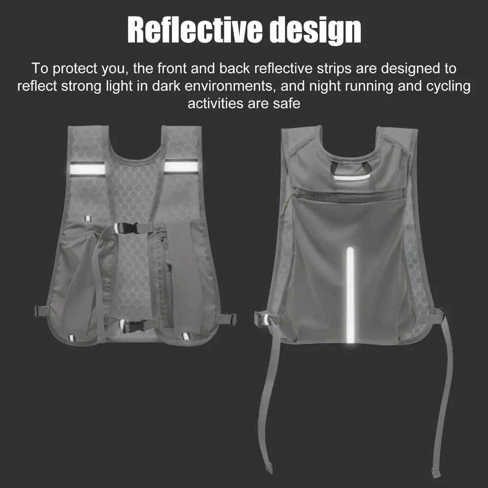 Running Vest with Multiple Pocket Lightweight Reflective Hydration Backpack Breathable Material Vest for Climbing Hiking Camping