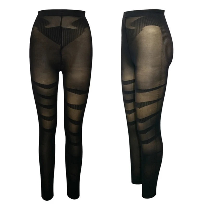 High Waist Leggings Women Sculpting Firm Control Leg Tummy Flat Skinny Slimming Tights Thigh Slimmer Footless Pants Stretchy