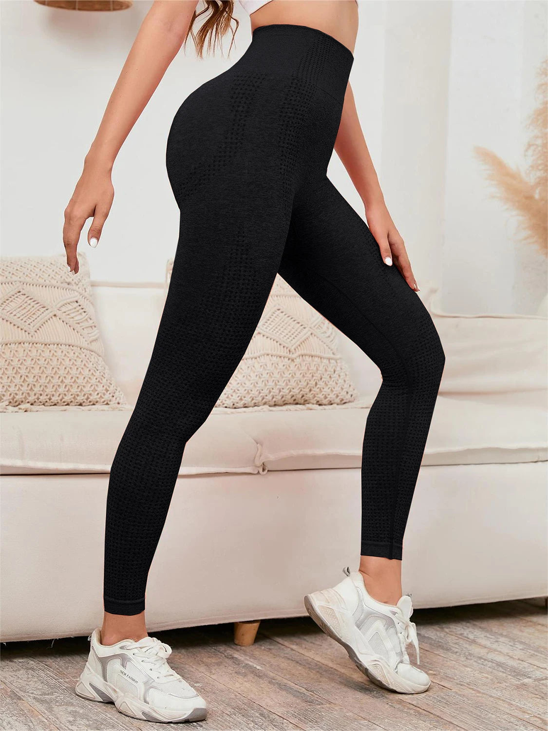 High Waist Leggings Women Smile Leggins Push Up Indoor Sport Fitness Running Pants Elastic Trousers Gym Slim Pants NEW