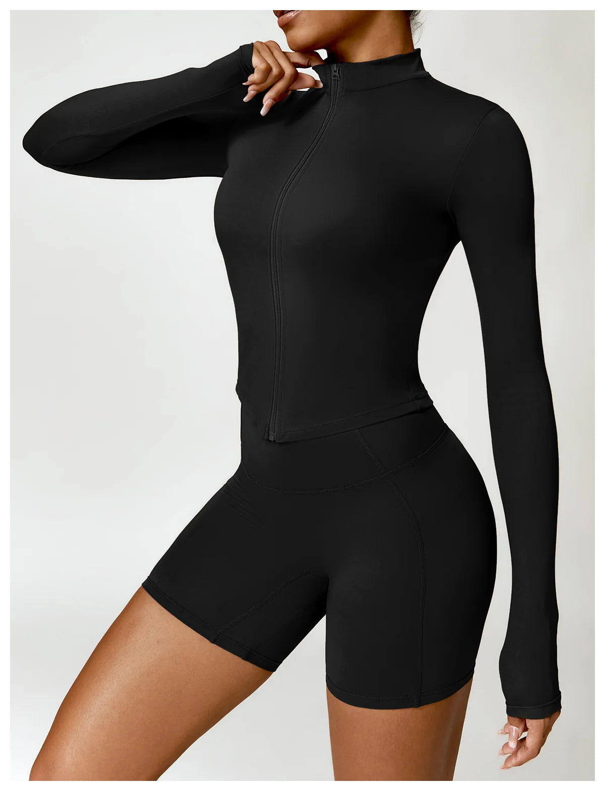 Women's Gym Exercise Shirt Yoga Long Sleeve Sportswear Top Zipper Jacket Gym Push Up Workout Tops Running Cycling Sportswear