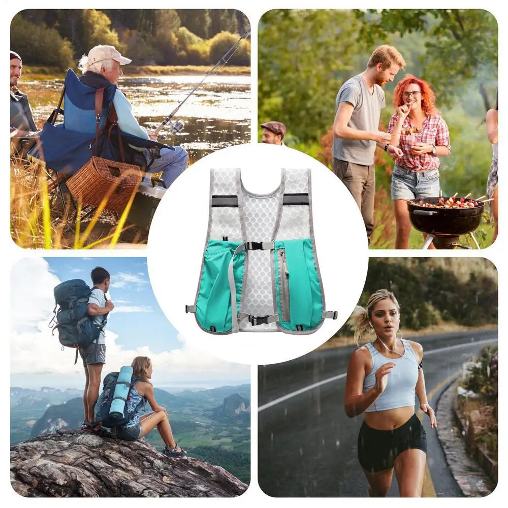Running Vest with Multiple Pocket Lightweight Reflective Hydration Backpack Breathable Material Vest for Climbing Hiking Camping