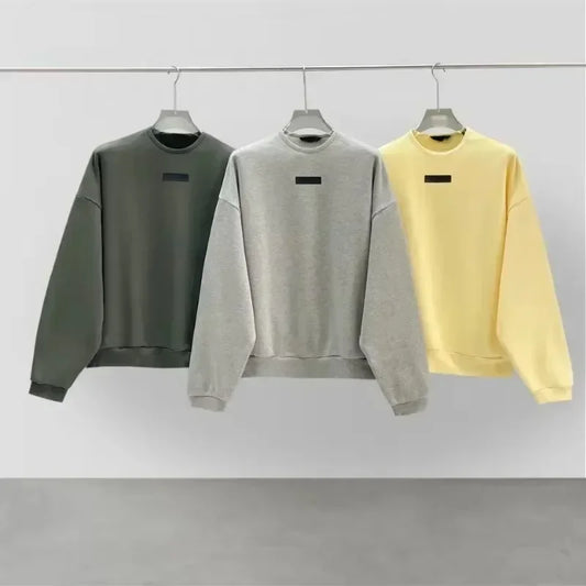 24ss Luxury Design Men's Round Neck Sweaters Couple High Street Solid Color Thickened Warm High Street Round Neck Pullover