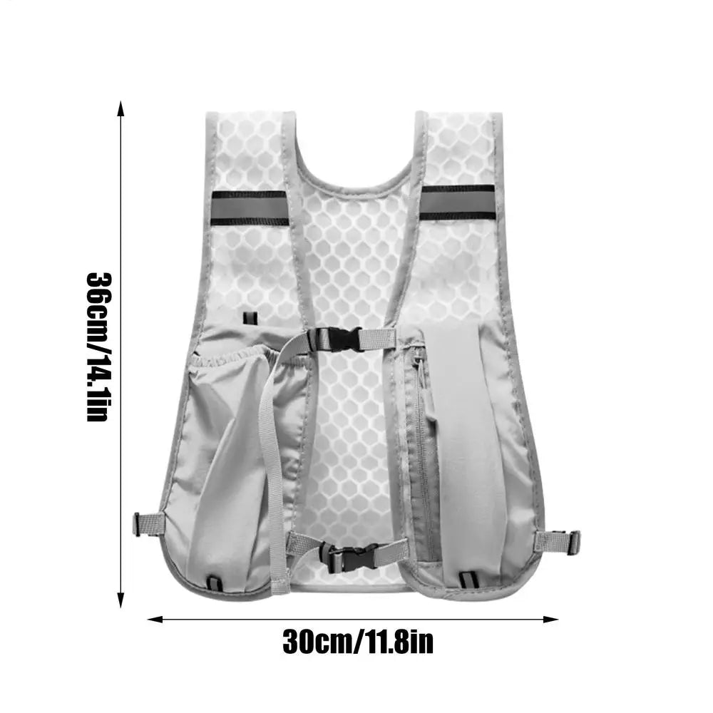 Running Vest with Multiple Pocket Lightweight Reflective Hydration Backpack Breathable Material Vest for Climbing Hiking Camping