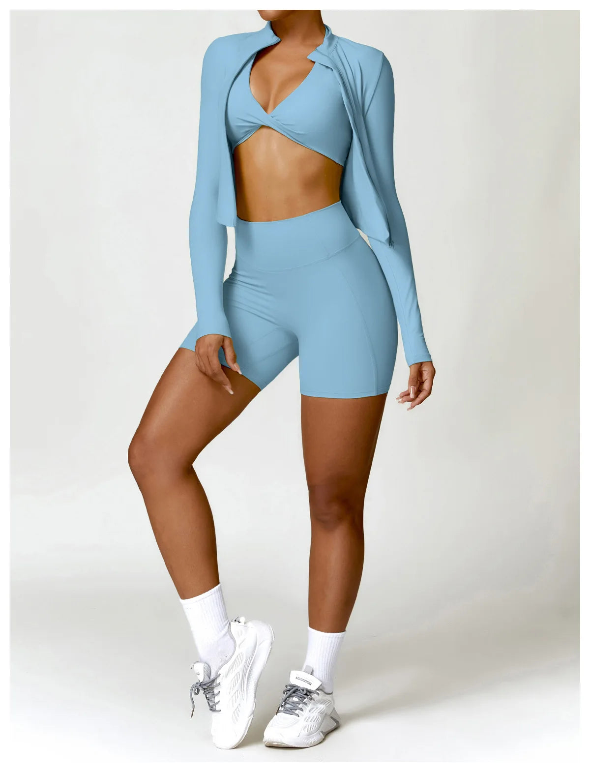 Women's Gym Exercise Shirt Yoga Long Sleeve Sportswear Top Zipper Jacket Gym Push Up Workout Tops Running Cycling Sportswear