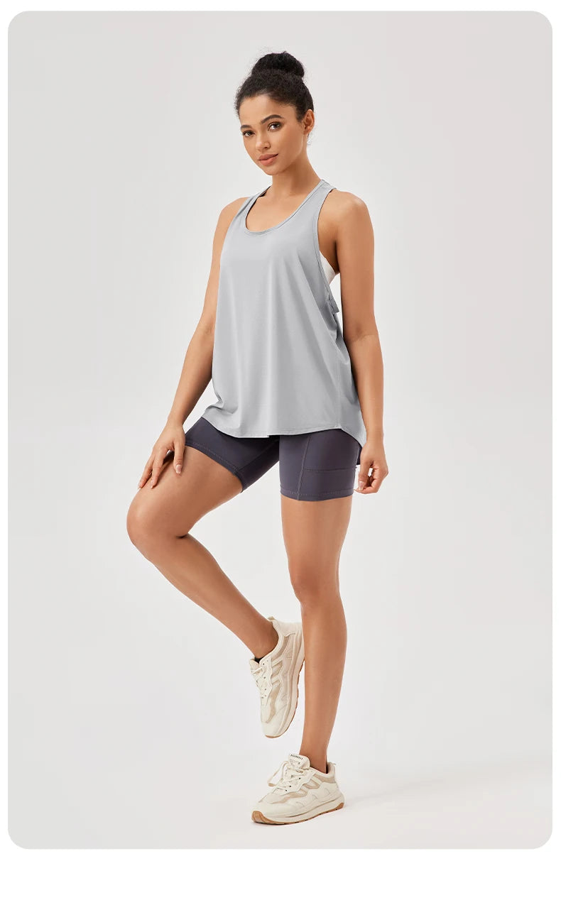 Women Gym Yoga Vest Athletic Fitness Sports Tank Tops Quick Dry Running Blouse Workout Tops Sleeveless Back Yoga Shirts Gym Top