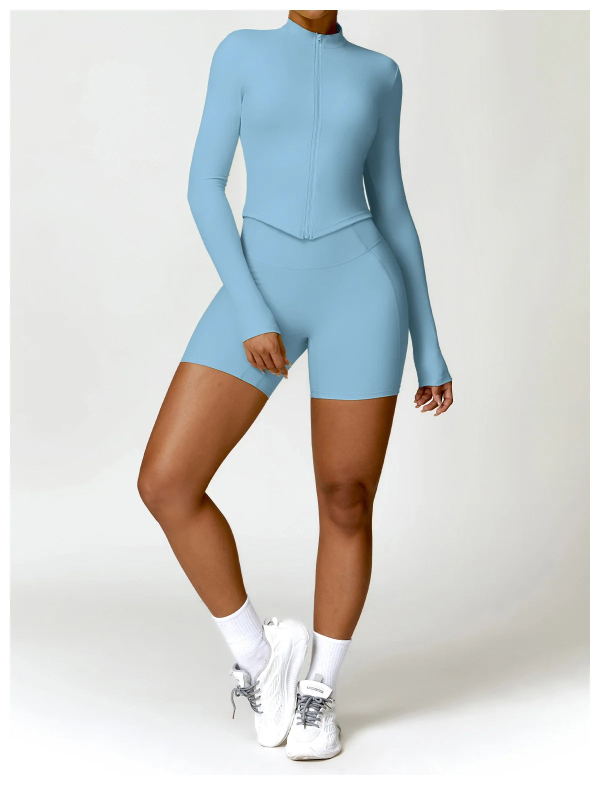Women's Gym Exercise Shirt Yoga Long Sleeve Sportswear Top Zipper Jacket Gym Push Up Workout Tops Running Cycling Sportswear