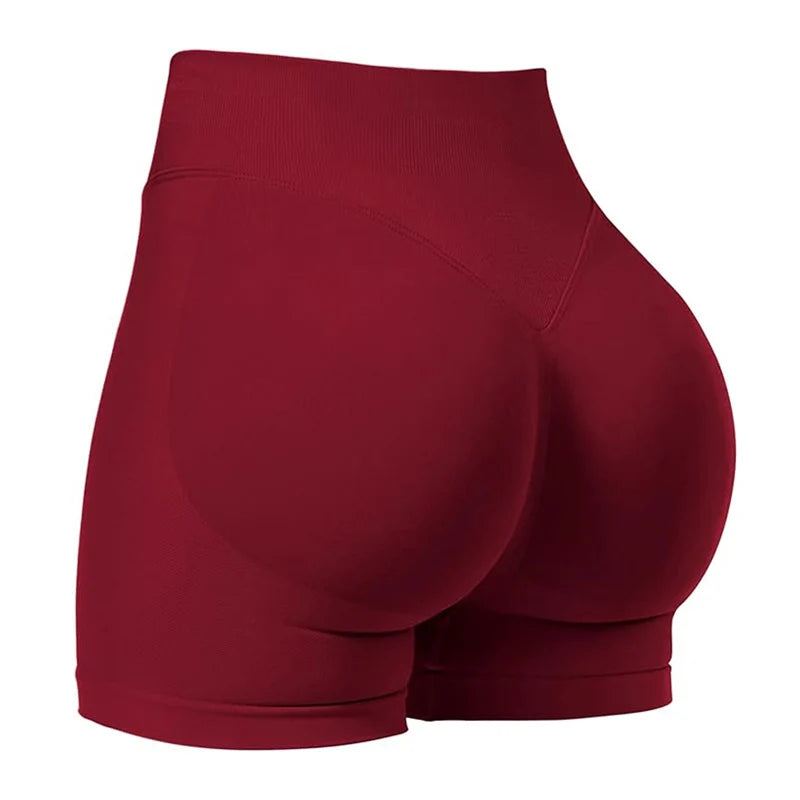Impact Gym Shorts Women Fitness Sports Biker Shorts 4.5" Low Ribbed Band Yoga Shorts Workout Scrunch Butt Seamless Leggings