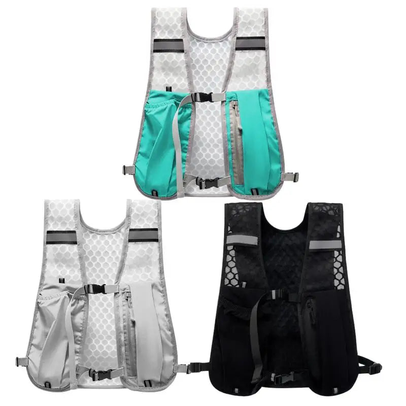 Running Vest with Multiple Pocket Lightweight Reflective Hydration Backpack Breathable Material Vest for Climbing Hiking Camping